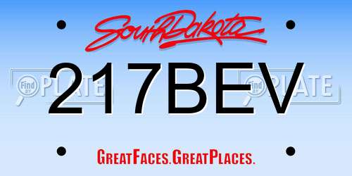 217BEV South Dakota License Plate