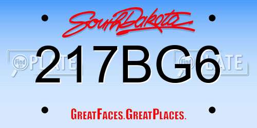 217BG6 South Dakota License Plate