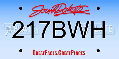 217BWH South Dakota License Plate