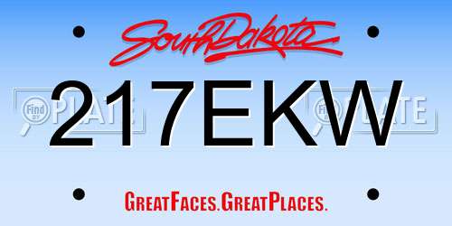 217EKW South Dakota License Plate
