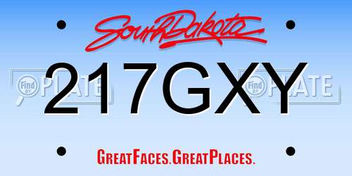 217GXY South Dakota License Plate