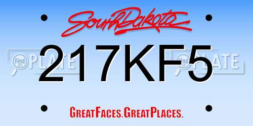 217KF5 South Dakota License Plate