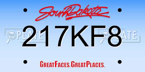 217KF8 South Dakota License Plate