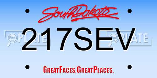 217SEV South Dakota License Plate
