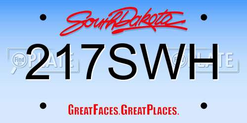 217SWH South Dakota License Plate