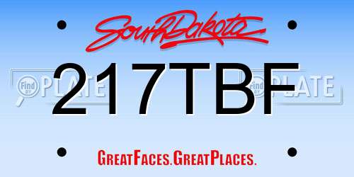217TBF South Dakota License Plate