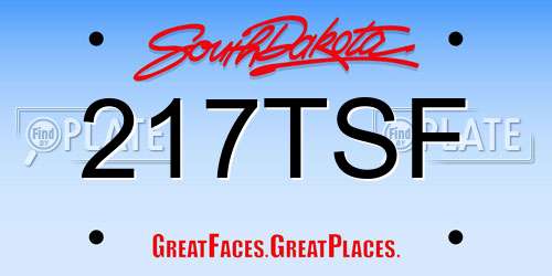 217TSF South Dakota License Plate
