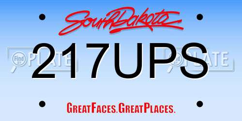 217UPS South Dakota License Plate