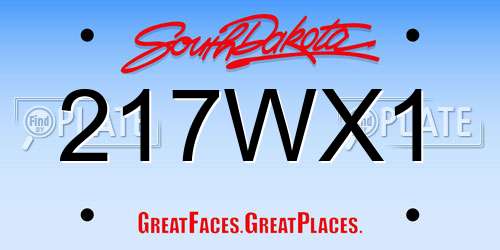 217WX1 South Dakota License Plate