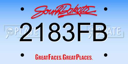 2183FB South Dakota License Plate