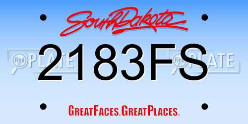 2183FS South Dakota License Plate
