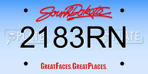 2183RN South Dakota License Plate