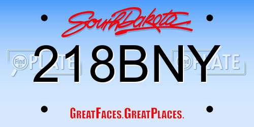 218BNY South Dakota License Plate