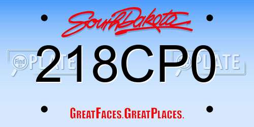 218CP0 South Dakota License Plate