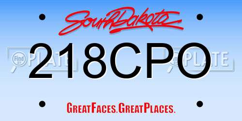 218CPO South Dakota License Plate