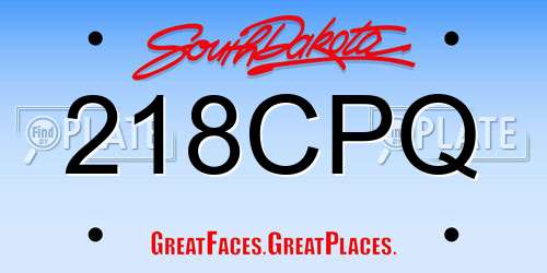 218CPQ South Dakota License Plate