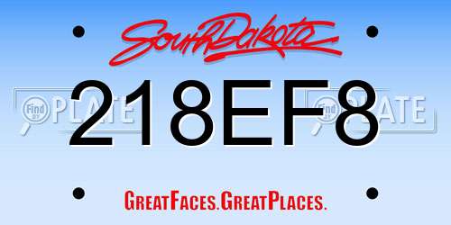 218EF8 South Dakota License Plate