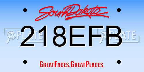 218EFB South Dakota License Plate