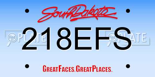 218EFS South Dakota License Plate
