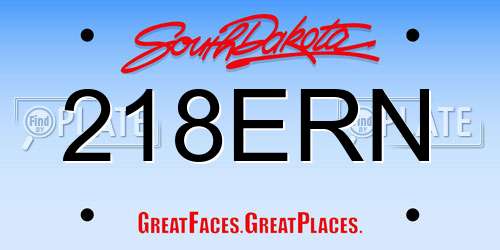 218ERN South Dakota License Plate
