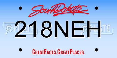 218NEH South Dakota License Plate