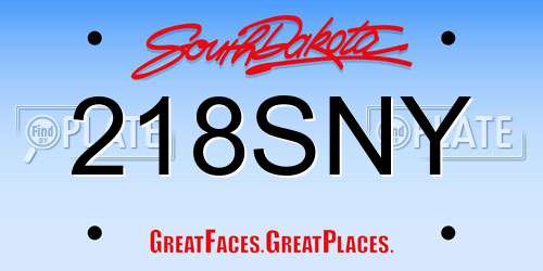 218SNY South Dakota License Plate