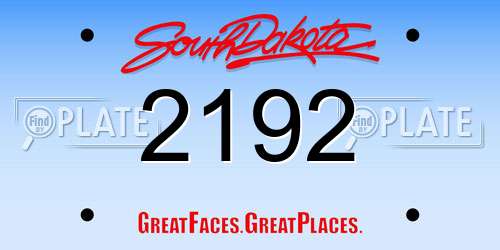 2192 South Dakota License Plate