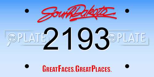 2193 South Dakota License Plate