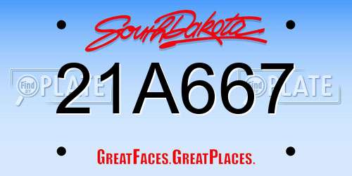 21A667 South Dakota License Plate