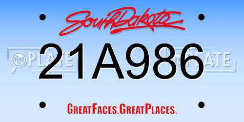 21A986 South Dakota License Plate