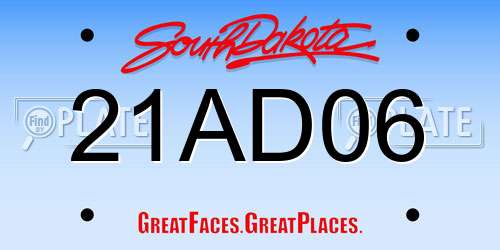 21AD06 South Dakota License Plate