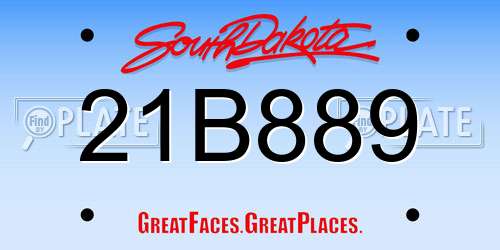 21B889 South Dakota License Plate