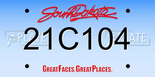 21C104 South Dakota License Plate