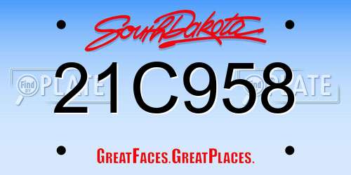 21C958 South Dakota License Plate