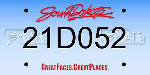 21D052 South Dakota License Plate