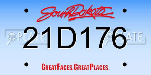 21D176 South Dakota License Plate