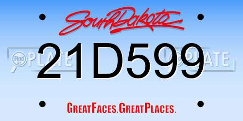 21D599 South Dakota License Plate