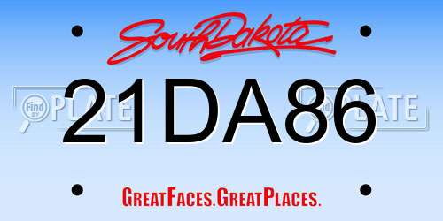 21DA86 South Dakota License Plate