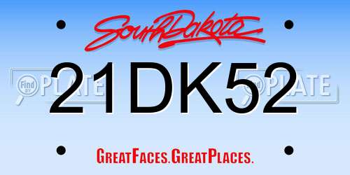 21DK52 South Dakota License Plate
