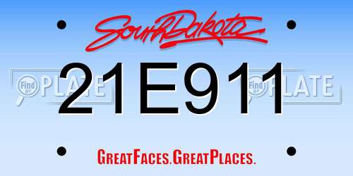 21E911 South Dakota License Plate