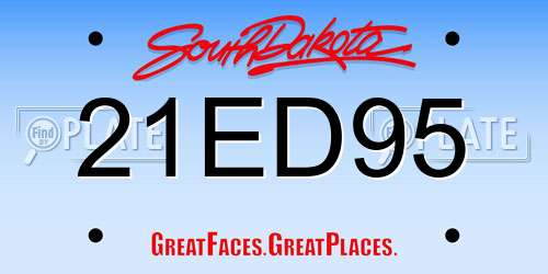 21ED95 South Dakota License Plate
