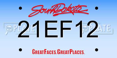 21EF12 South Dakota License Plate