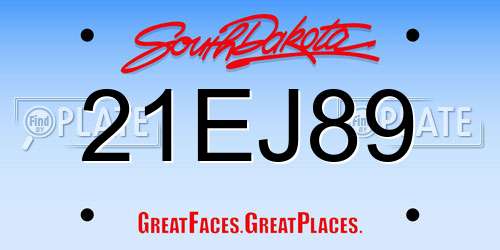 21EJ89 South Dakota License Plate