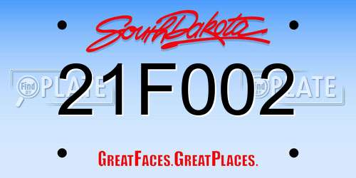21F002 South Dakota License Plate