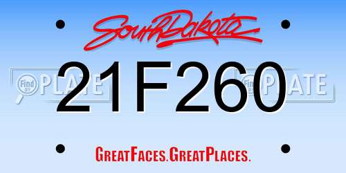 21F260 South Dakota License Plate