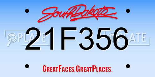21F356 South Dakota License Plate