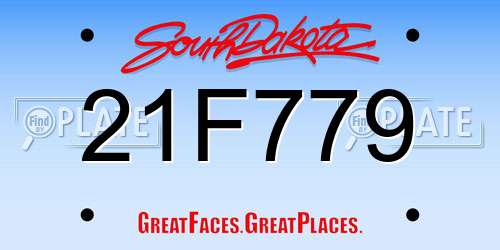 21F779 South Dakota License Plate