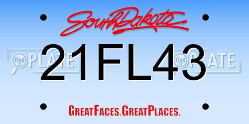 21FL43 South Dakota License Plate