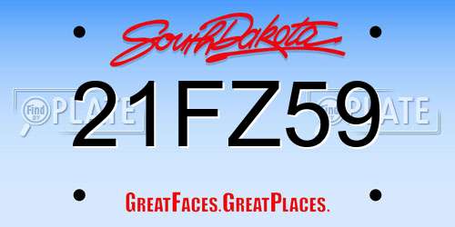21FZ59 South Dakota License Plate