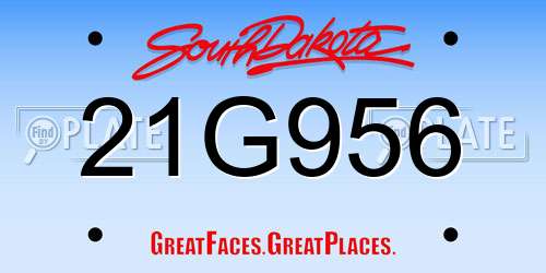 21G956 South Dakota License Plate